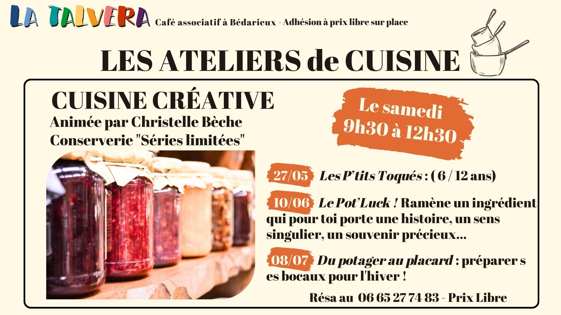 Atelier de cuisine CRéATIVE : Conserverie